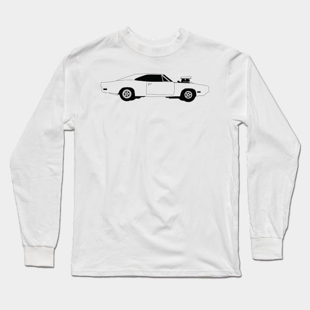 Dodge Charger Black Outline Long Sleeve T-Shirt by kindacoolbutnotreally